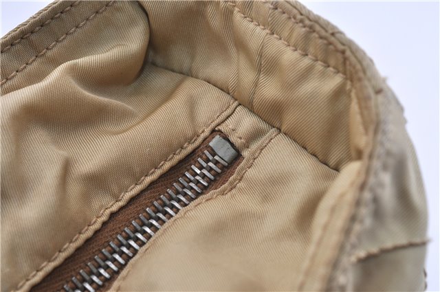 Authentic PRADA Nylon Tessuto Leather Shoulder Tote Bag BR2218 Beige 0898G