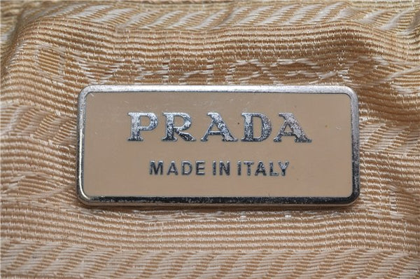 Authentic PRADA Nylon Tessuto Leather Shoulder Tote Bag BR2218 Beige 0898G