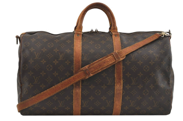 Authentic Louis Vuitton Monogram Keepall Bandouliere 50 M41416 Boston Bag 0898I