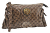 Authentic GUCCI GG Crystal Hysteria Clutch Bag PVC Leather 197015 Brown 0899G