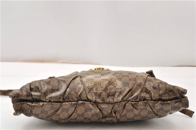 Authentic GUCCI GG Crystal Hysteria Clutch Bag PVC Leather 197015 Brown 0899G