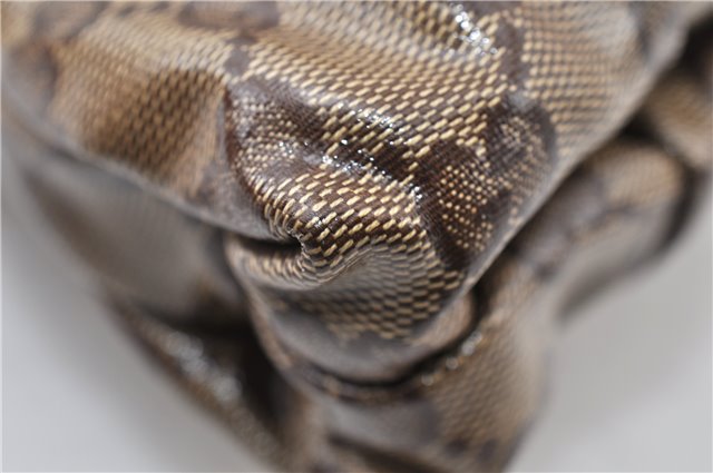 Authentic GUCCI GG Crystal Hysteria Clutch Bag PVC Leather 197015 Brown 0899G