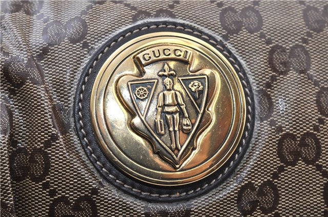 Authentic GUCCI GG Crystal Hysteria Clutch Bag PVC Leather 197015 Brown 0899G
