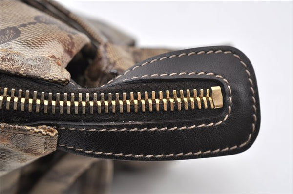 Authentic GUCCI GG Crystal Hysteria Clutch Bag PVC Leather 197015 Brown 0899G