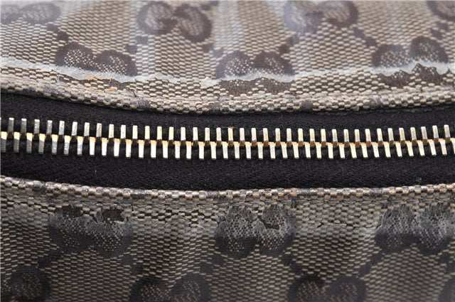 Authentic GUCCI GG Crystal Hysteria Clutch Bag PVC Leather 197015 Brown 0899G