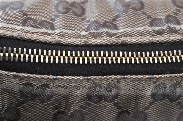 Authentic GUCCI GG Crystal Hysteria Clutch Bag PVC Leather 197015 Brown 0899G