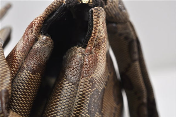 Authentic GUCCI GG Crystal Hysteria Clutch Bag PVC Leather 197015 Brown 0899G