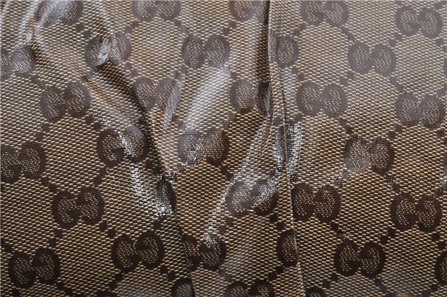 Authentic GUCCI GG Crystal Hysteria Clutch Bag PVC Leather 197015 Brown 0899G