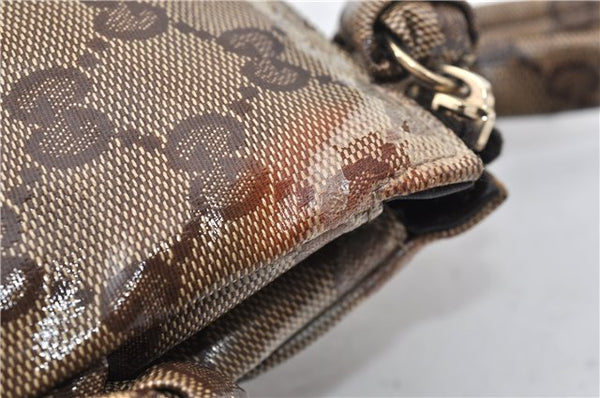 Authentic GUCCI GG Crystal Hysteria Clutch Bag PVC Leather 197015 Brown 0899G