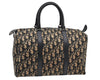 Authentic Christian Dior Trotter Hand Boston Bag Canvas Leather Blue 0900I