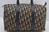 Authentic Christian Dior Trotter Hand Boston Bag Canvas Leather Blue 0900I