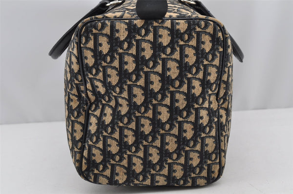 Authentic Christian Dior Trotter Hand Boston Bag Canvas Leather Blue 0900I