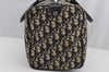 Authentic Christian Dior Trotter Hand Boston Bag Canvas Leather Blue 0900I