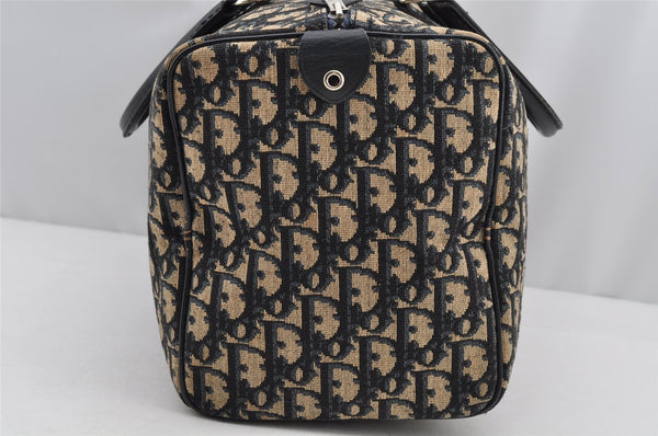 Authentic Christian Dior Trotter Hand Boston Bag Canvas Leather Blue 0900I
