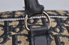 Authentic Christian Dior Trotter Hand Boston Bag Canvas Leather Blue 0900I