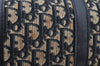 Authentic Christian Dior Trotter Hand Boston Bag Canvas Leather Blue 0900I