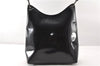 Authentic GUCCI Vintage Bamboo Shoulder Bag Purse Enamel Black 0901G