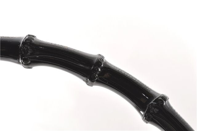 Authentic GUCCI Vintage Bamboo Shoulder Bag Purse Enamel Black 0901G