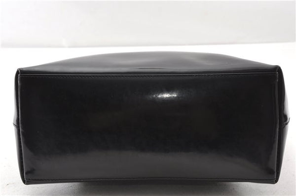 Authentic GUCCI Vintage Bamboo Shoulder Bag Purse Enamel Black 0901G