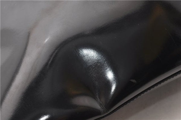 Authentic GUCCI Vintage Bamboo Shoulder Bag Purse Enamel Black 0901G