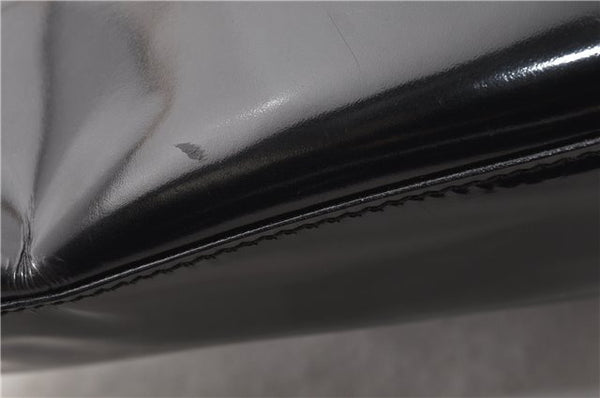 Authentic GUCCI Vintage Bamboo Shoulder Bag Purse Enamel Black 0901G