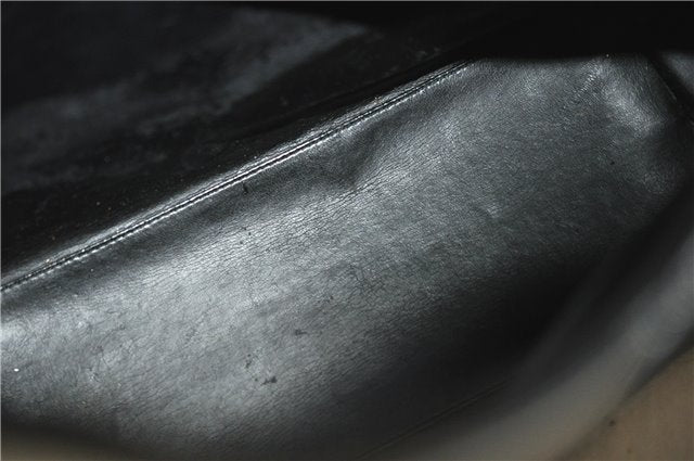 Authentic GUCCI Vintage Bamboo Shoulder Bag Purse Enamel Black 0901G