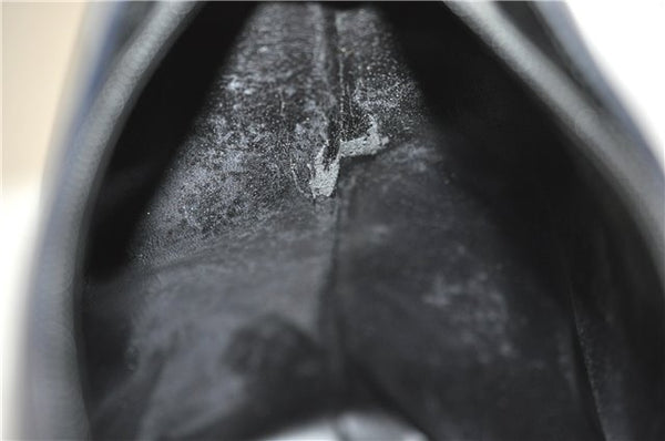 Authentic GUCCI Vintage Bamboo Shoulder Bag Purse Enamel Black 0901G