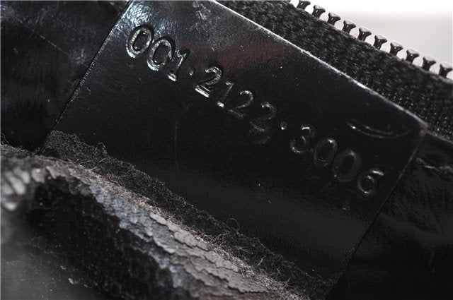 Authentic GUCCI Vintage Bamboo Shoulder Bag Purse Enamel Black 0901G