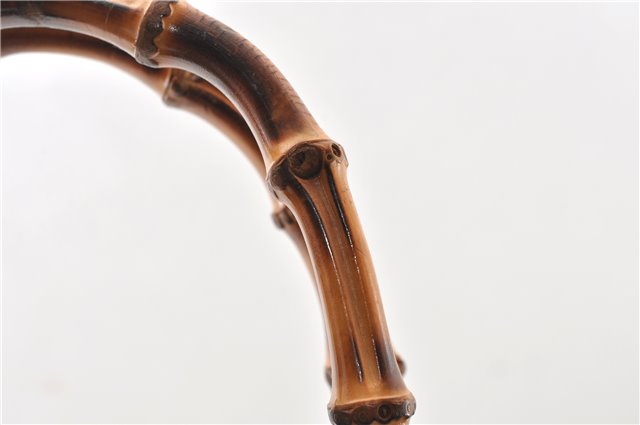 Authentic GUCCI Vintage Bamboo 2Way Shoulder Tote Bag Nylon Enamel Black 0902G