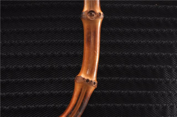 Authentic GUCCI Vintage Bamboo 2Way Shoulder Tote Bag Nylon Enamel Black 0902G