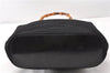Authentic GUCCI Vintage Bamboo 2Way Shoulder Tote Bag Nylon Enamel Black 0902G