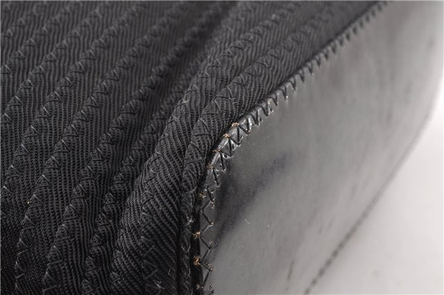 Authentic GUCCI Vintage Bamboo 2Way Shoulder Tote Bag Nylon Enamel Black 0902G