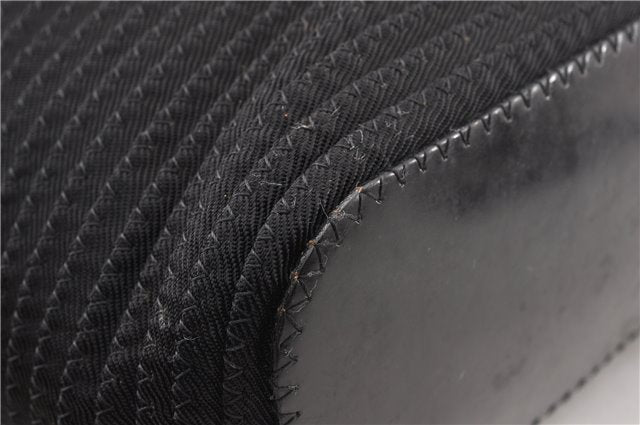 Authentic GUCCI Vintage Bamboo 2Way Shoulder Tote Bag Nylon Enamel Black 0902G