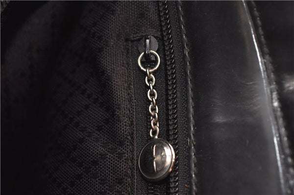 Authentic GUCCI Vintage Bamboo 2Way Shoulder Tote Bag Nylon Enamel Black 0902G