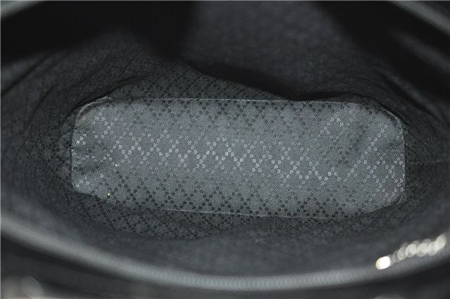 Authentic GUCCI Vintage Bamboo 2Way Shoulder Tote Bag Nylon Enamel Black 0902G