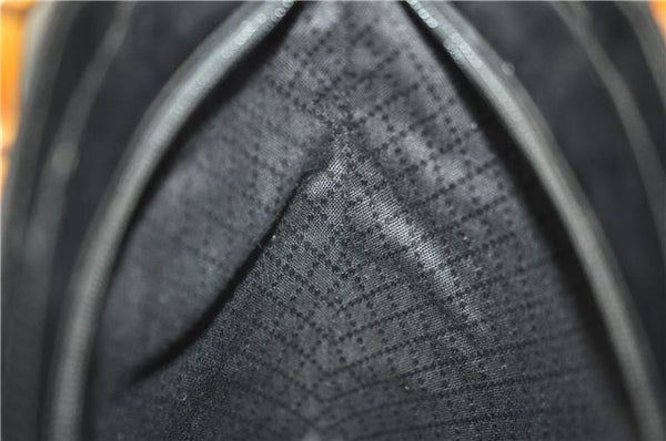 Authentic GUCCI Vintage Bamboo 2Way Shoulder Tote Bag Nylon Enamel Black 0902G