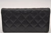 Authentic CHANEL Lamb Skin Matelasse Long Wallet Purse Black CC Box 0904I