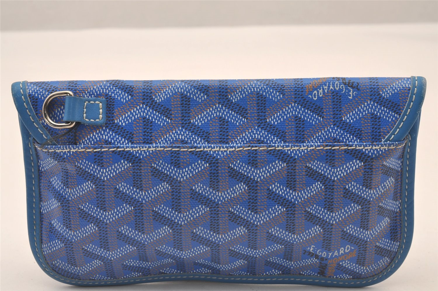 Authentic Goyard Saint Louis Pouch Purse PVC Leather Blue 0905I