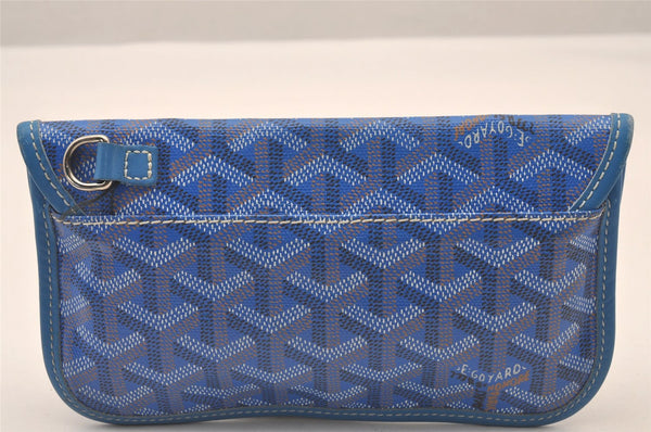 Authentic Goyard Saint Louis Pouch Purse PVC Leather Blue 0905I