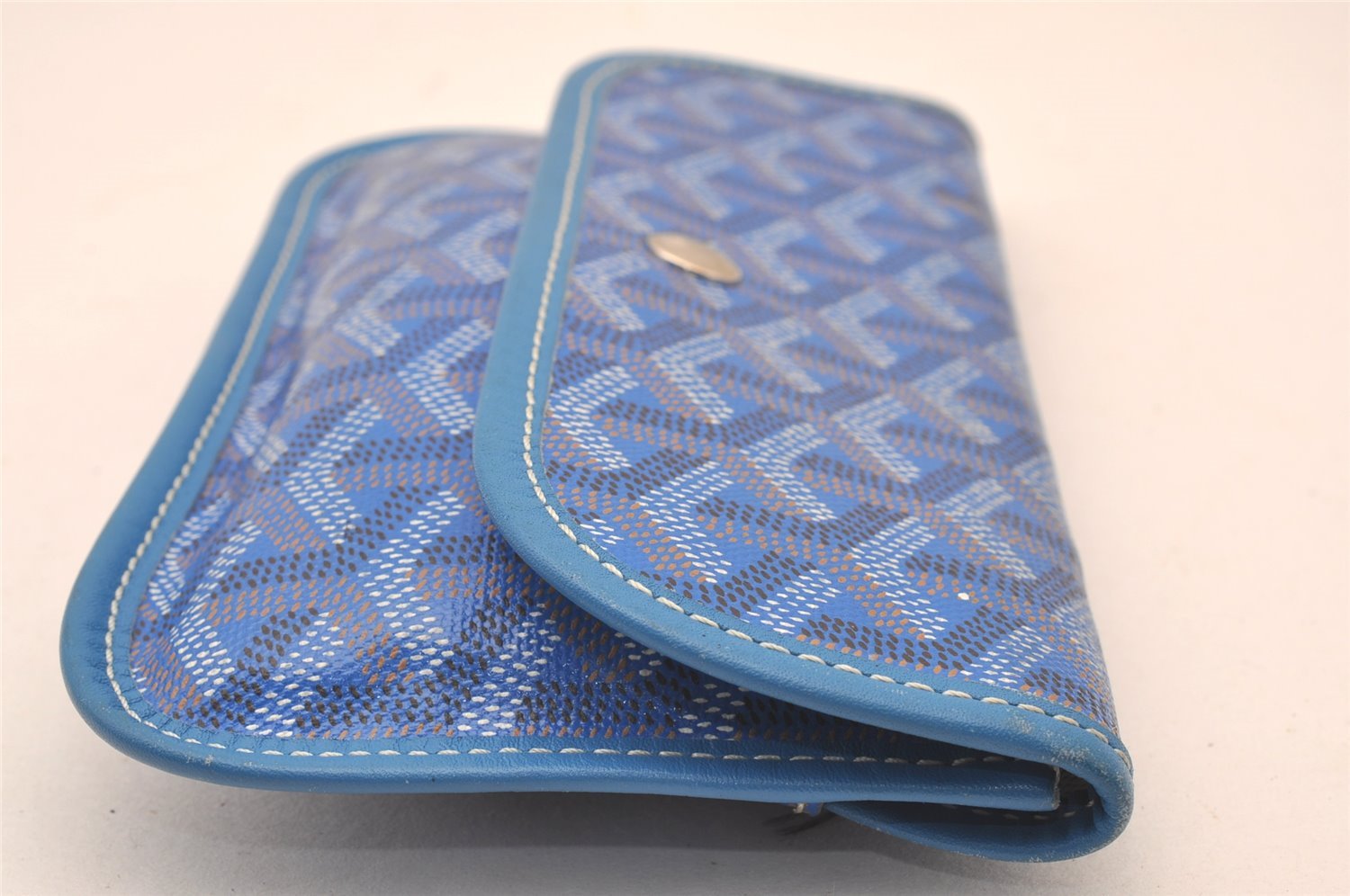 Authentic Goyard Saint Louis Pouch Purse PVC Leather Blue 0905I