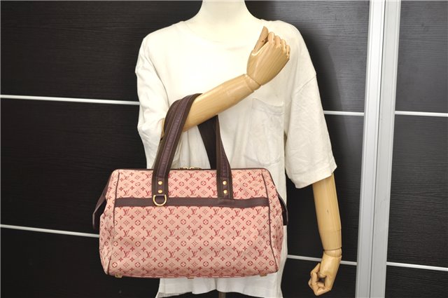 Authentic Louis Vuitton Monogram Mini Josephine GM Hand Bag Pink M92213 LV 0906E