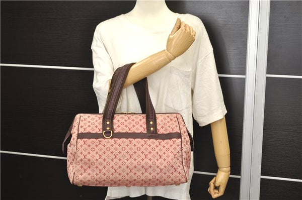 Authentic Louis Vuitton Monogram Mini Josephine GM Hand Bag Pink M92213 LV 0906E
