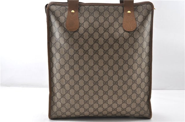 Authentic GUCCI Web Sherry Line Shoulder Tote Bag GG PVC Leather Brown 0906G