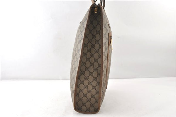 Authentic GUCCI Web Sherry Line Shoulder Tote Bag GG PVC Leather Brown 0906G