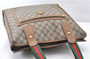Authentic GUCCI Web Sherry Line Shoulder Tote Bag GG PVC Leather Brown 0906G