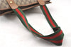 Authentic GUCCI Web Sherry Line Shoulder Tote Bag GG PVC Leather Brown 0906G