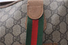 Authentic GUCCI Web Sherry Line Shoulder Tote Bag GG PVC Leather Brown 0906G