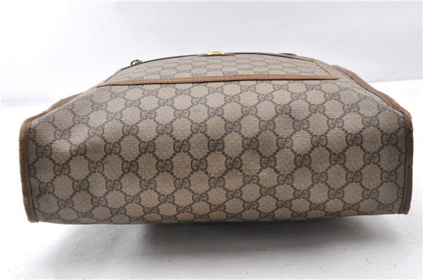 Authentic GUCCI Web Sherry Line Shoulder Tote Bag GG PVC Leather Brown 0906G