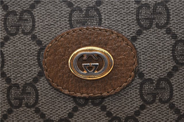 Authentic GUCCI Web Sherry Line Shoulder Tote Bag GG PVC Leather Brown 0906G