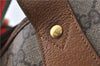 Authentic GUCCI Web Sherry Line Shoulder Tote Bag GG PVC Leather Brown 0906G